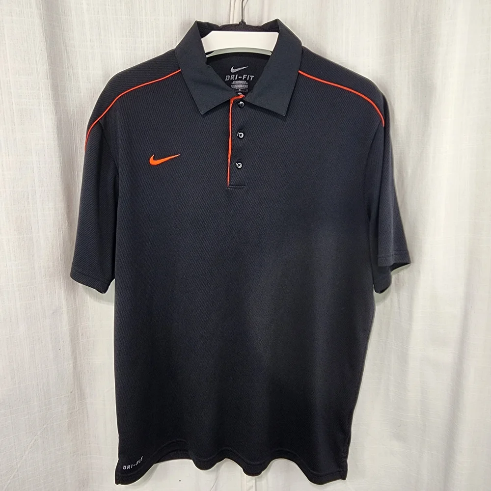 Nike Black and Orange Polo Shirt Classic Design - Picture 1 of 3